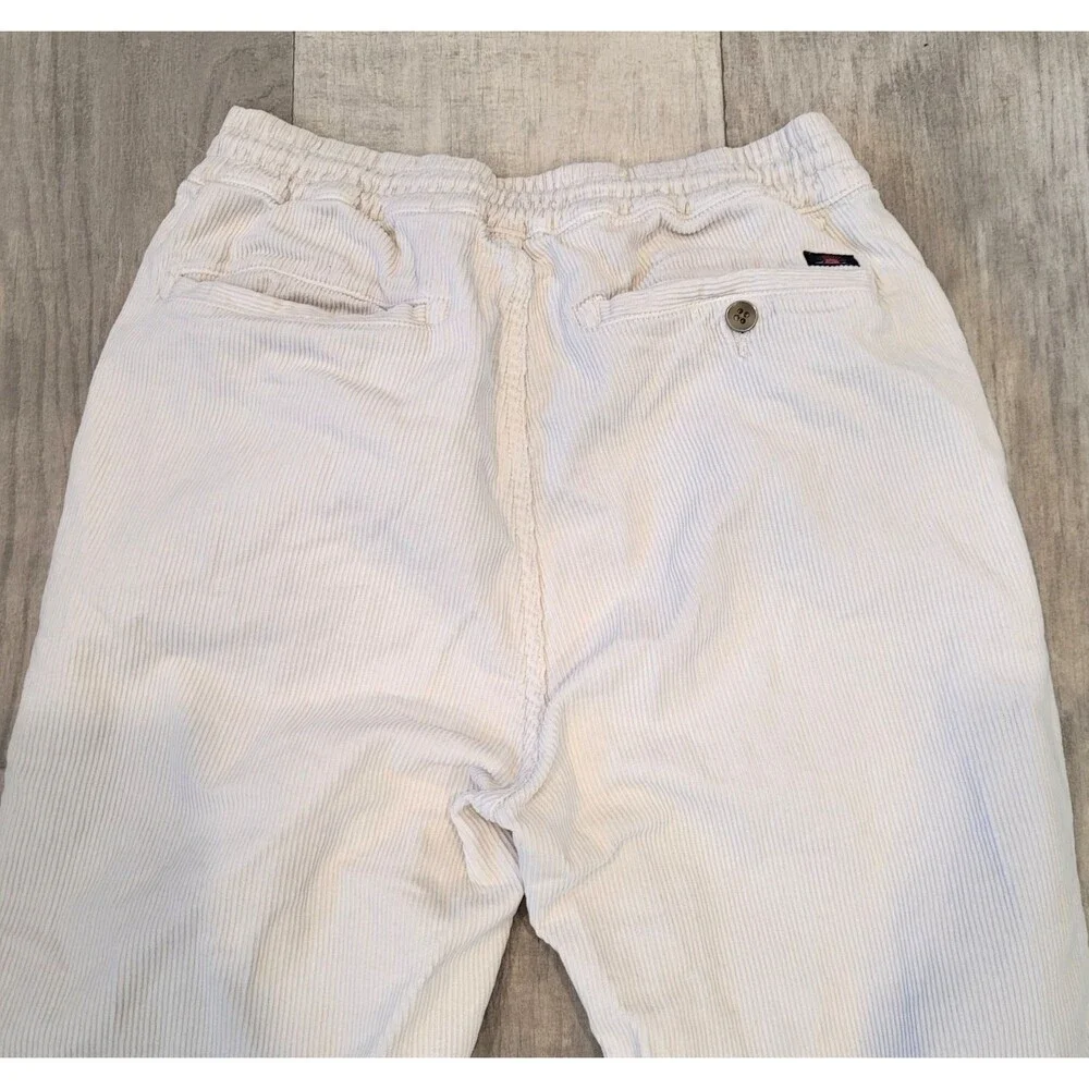 Faherty Corduroy Pants Men's S (26X29) Cream Pull On Drawstring Waist Organic